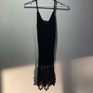 Digital Vintage Black Crochet Camisole Top, Sz M EUC